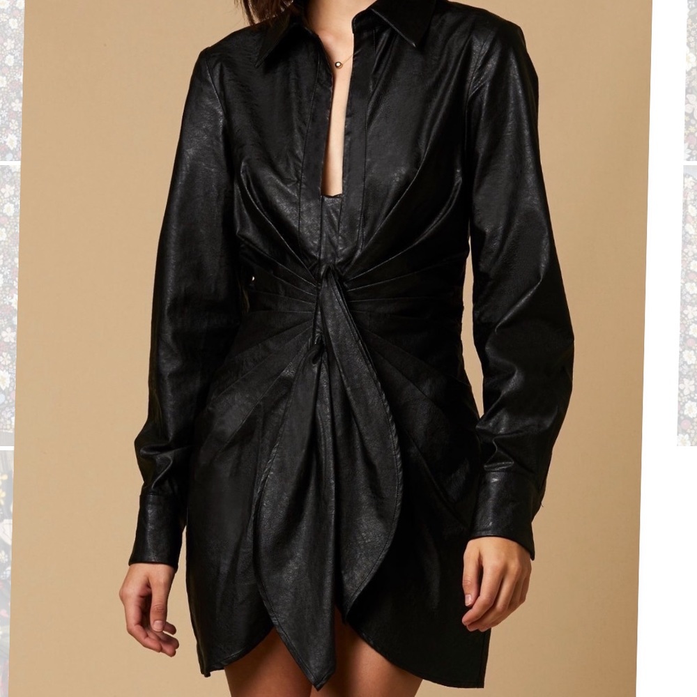 Bychoosy leather mini dress with knot detail
